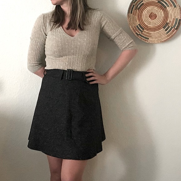 LOFT fit and flare heathered gray xsmall skirt - Picture 2 of 8